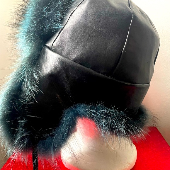 Real fur leather trapper hat NWT - Picture 5 of 7